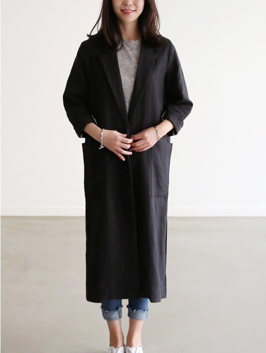テーラードジャケット アウター 上着 ロングジャケット 膝下丈 チュニック丈 ミモレ丈 ロング丈 無地 襟付き シングルブレスト スリット入り 体型カバー 可愛い かわいい きれいめ 大人 lout0