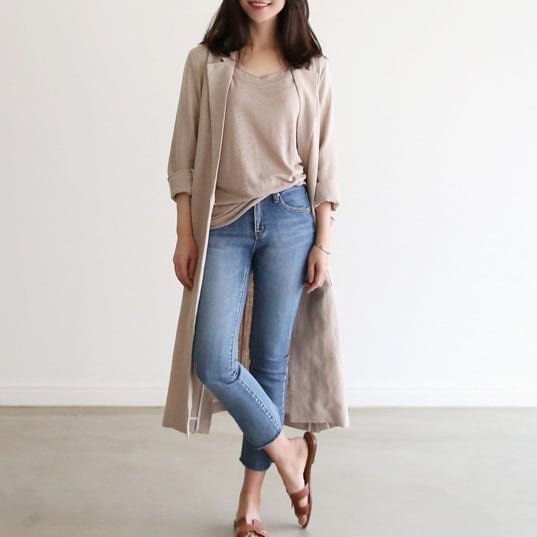 テーラードジャケット アウター 上着 ロングジャケット 膝下丈 チュニック丈 ミモレ丈 ロング丈 無地 襟付き シングルブレスト スリット入り 体型カバー 可愛い かわいい きれいめ 大人 lout0