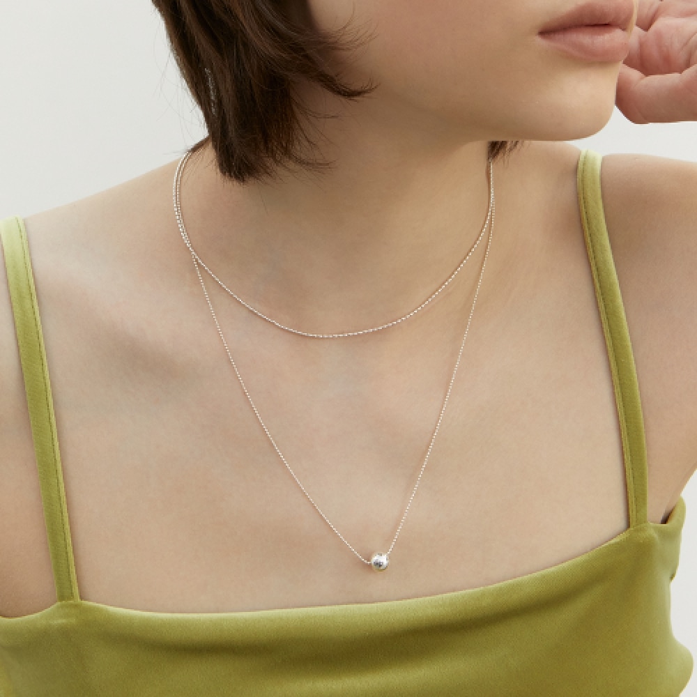 LUNNE シルバー 925 8mm ボールドロップロングネックレス #LSN57