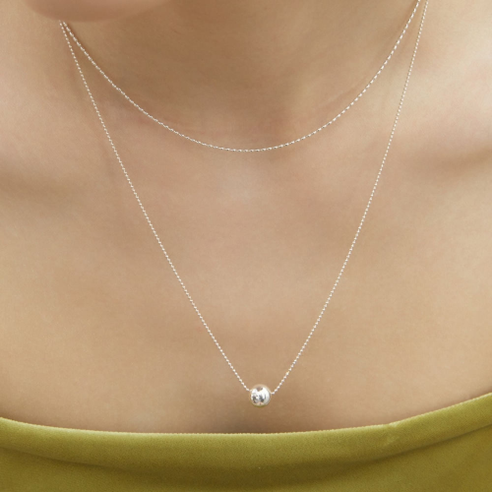 LUNNE シルバー 925 8mm ボールドロップロングネックレス #LSN57