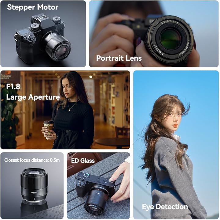 AF 56mm F1.8 APS-C レンズ Sony Eマウントカメラ用 大口径 瞳AF 画角28 Type-c アップグレードサポート EDエレメント