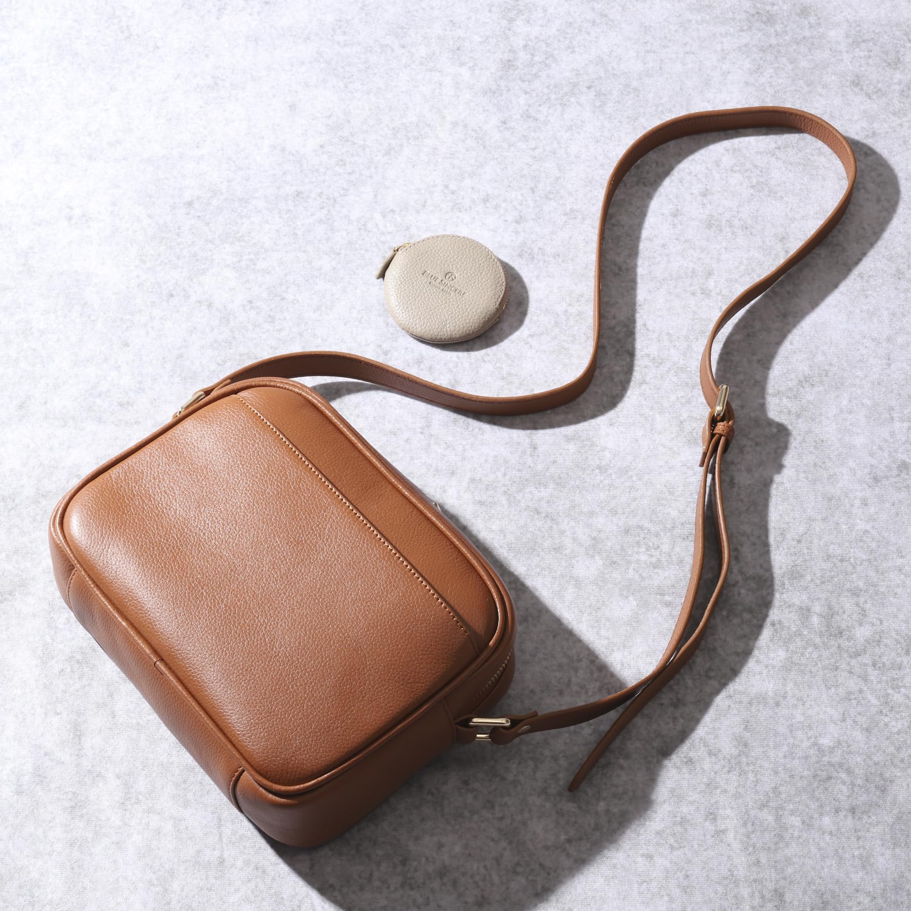 [BLUE SINCERE] ブルーシンシア ショルダーバッグ レディース 斜めがけ 本革 小さめ コンパクト 軽量 ミニ ワンショルダー バック 植物タンニン鞣し牛革 レザー / SHB10 (グレ