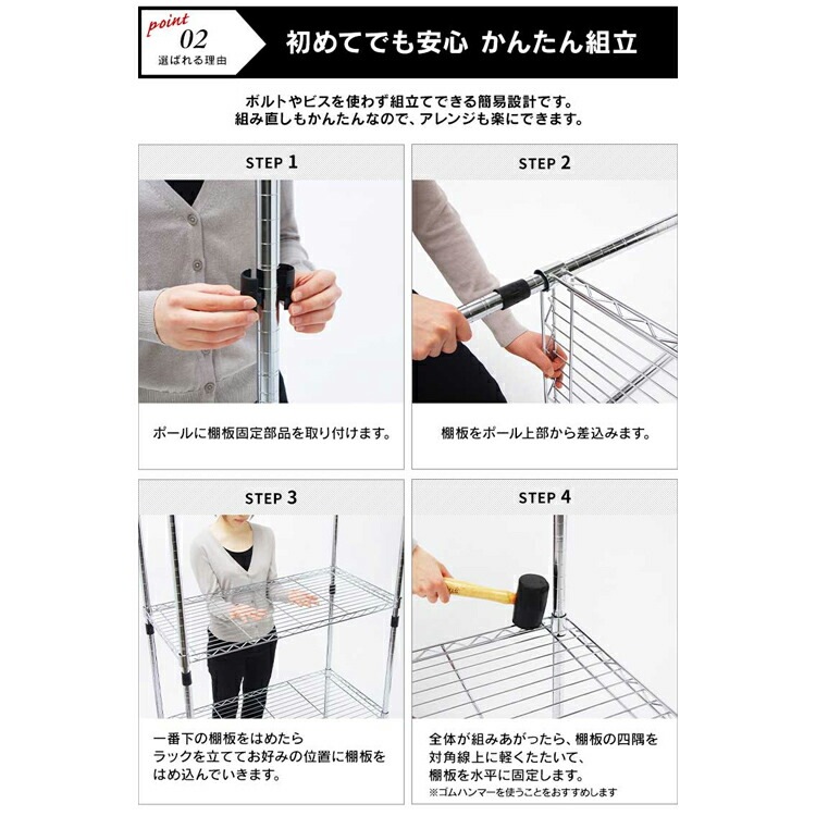 【公式】 スチールラック 5段 幅60 奥行46 ラック スリム メタルラック シェルフ 棚 収納棚 幅61 高さ183 メタルシェルフ SE-6118JC キャスター アジャスター キッチン メガ割