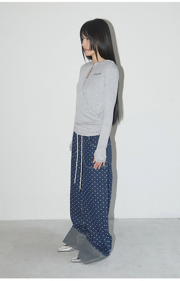 【FANCY CLUB】STRING DOT ROLL-UP PANTS 2色 デニム MUSINSA公式 | FANCY CLUB [PERSONAL SPACE] String Dot Roll-up