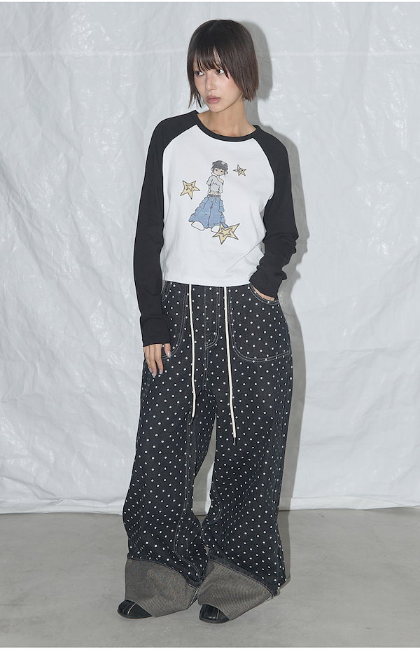 【FANCY CLUB】STRING DOT ROLL-UP PANTS 2色 デニム MUSINSA公式 | FANCY CLUB [PERSONAL SPACE] String Dot Roll-up
