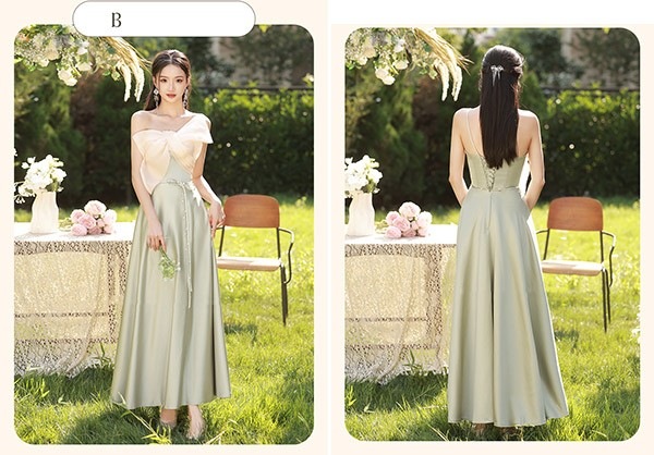 ブライズメイド ドレス ロング丈 グリーン サテンドレス 袖付き 二次会 大きいサイズ 結婚式 体型カバー 半袖 フリル オフショルダー 謝恩会 二次会 卒業式 花嫁 ピアノ 発表会 ドレス 演奏会