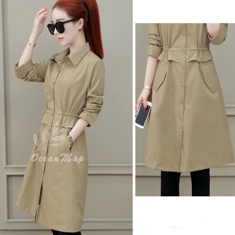 トレンチコート レディース 春 コート ベーシック トレンチコート アウター ジャケット ロング丈 スプリングコート 春秋コート スリム 着痩せ 長袖 大きいサイズ おしゃれ きれいめ 大人 上品 エ