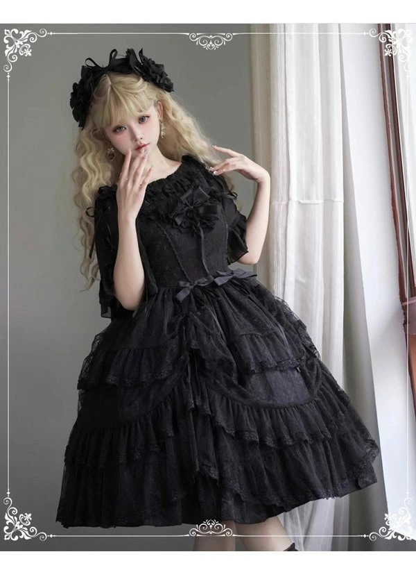 ワンピース ロリータ リボン 膝丈 レディース トップス追加可 ゴスロリ ハイウエスト Aライン 暗黒風 五分袖 プリンセス風 コスチューム 洋服 フリル セクシー 日常 パーティ イベント ステ ワンピース ロリータ リボン 膝丈 レディース トップス追加可 ゴスロリ ハイウエスト Aライン 暗黒風 五分袖 プリンセス風 コスチューム 洋服 フリル セクシー 日常 パーティ イベント ステ