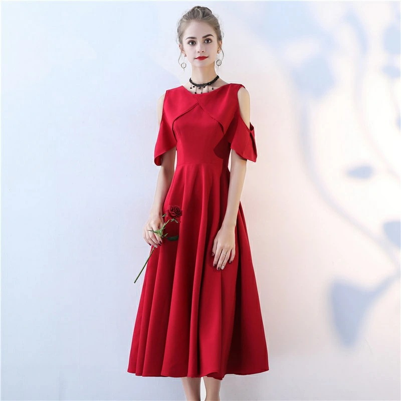 ワンピース 結婚式 パーティードレス フォーマルドレス ドレス 袖あり 袖付き 肩出し お呼ばれ フォーマル 大きいサイズ 服装 大人 服 他と被らない 膝下 上品 半袖 五分袖 20代30代40代