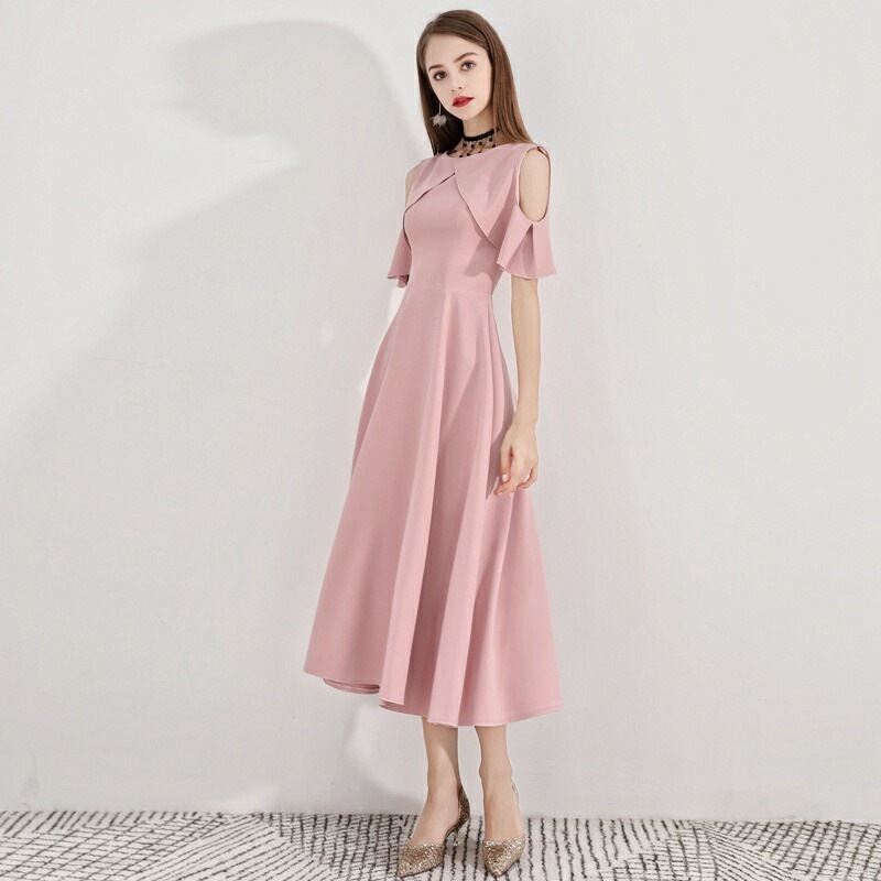 ワンピース 結婚式 パーティードレス フォーマルドレス ドレス 袖あり 袖付き 肩出し お呼ばれ フォーマル 大きいサイズ 服装 大人 服 他と被らない 膝下 上品 半袖 五分袖 20代30代40代