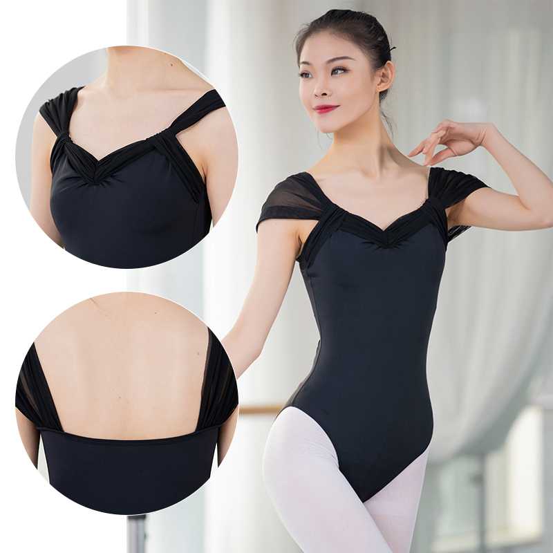 バレエ衣装 練習衣装 メッシュ 半袖 ダンス レオタード レッスン着 ジュニア＆大人用 S-3XL 新体操 ストレッチ ジャズダンス シースルー 弾力性 通気性 ダンス着 レオタード バレエ 大人