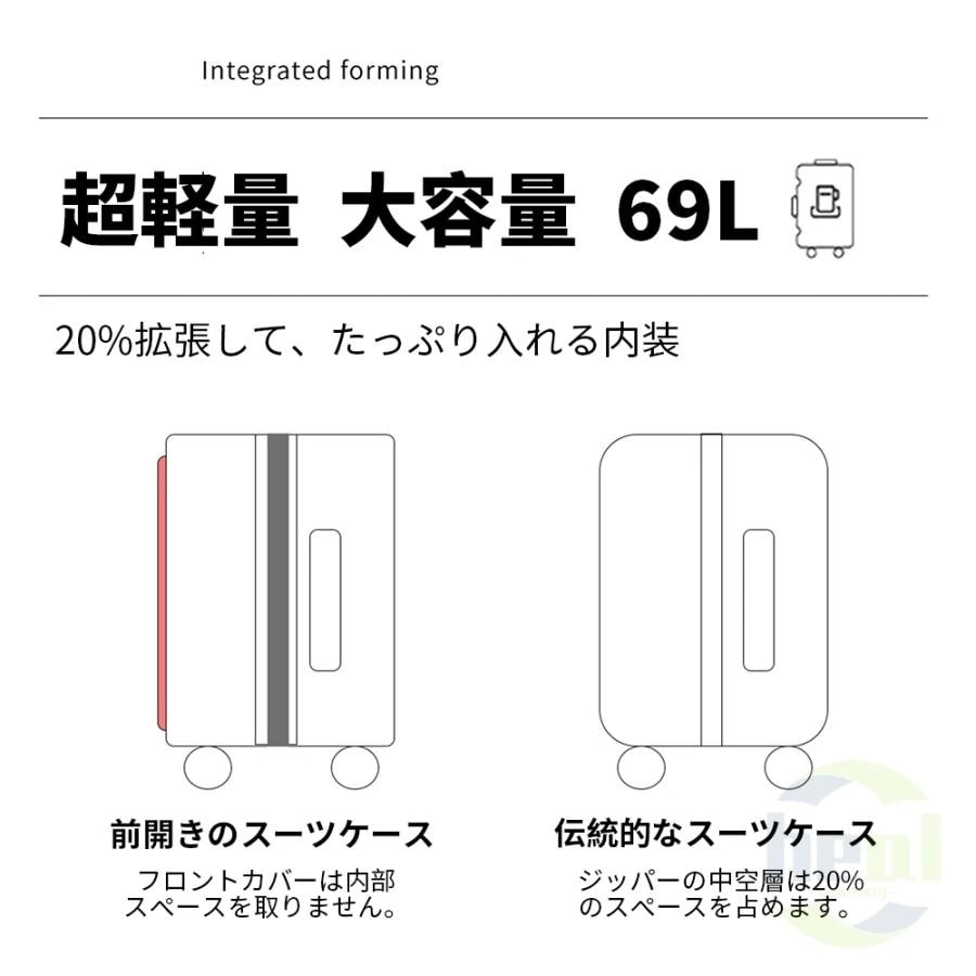 スーツケース キャリーケース 機内持ち込み 多機能スーツケース フロントオープン 前開き 超軽量 大容量 43L/69L USBポート付き 充電口 カップホルダー付き