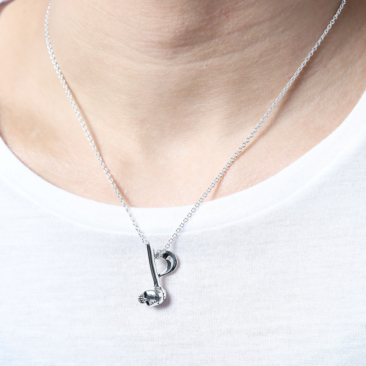 ペンダント ネックレス メンズ 音符 スカル シルバー925 銀製品 燻し加工 シンプル クール 大