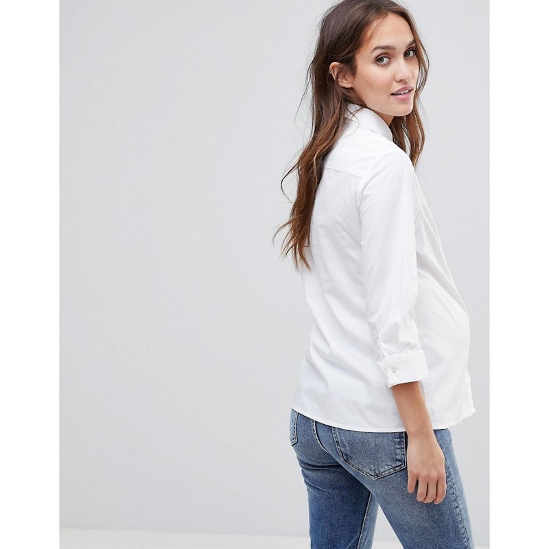 エイソス レディース トップス【ASOS Maternity Shirt With 3/4 Sleeve】White エイソス レディース トップス【ASOS Maternity Shirt With 3/4 Sleeve】White