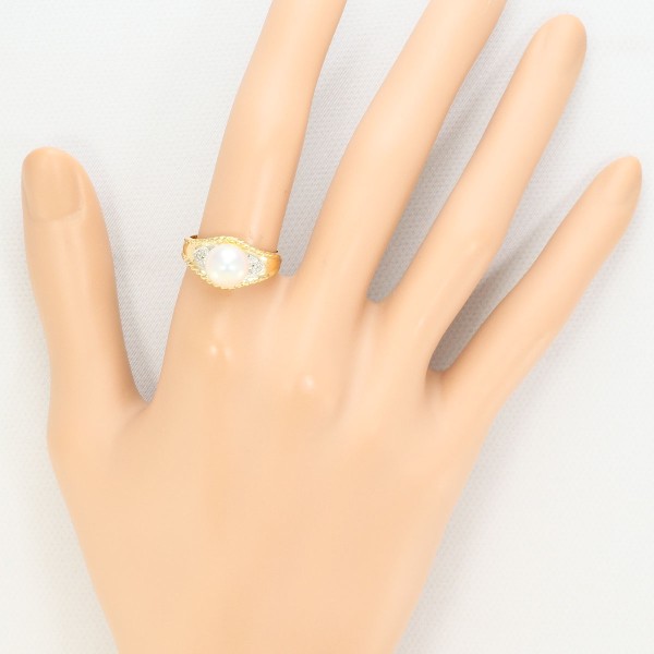 PT900 プラチナ リング 12.5号 パール(真珠) 約8mm ダイヤ ジュエリー 中古 PT900 プラチナ リング 12.5号 パール(真珠) 約8mm ダイヤ ジュエリー 中古