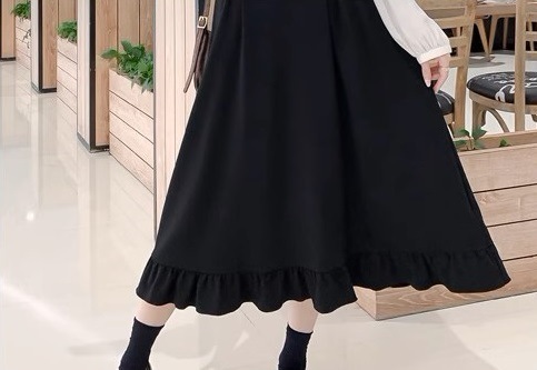 ワンピース マタニティ 授乳口付き レイヤード風 襟付き Vネック パフスリーブ フレア レディース 大人可愛い ママコーデ ママファッション ママ服 マタニティウェア 人気 ゆったり