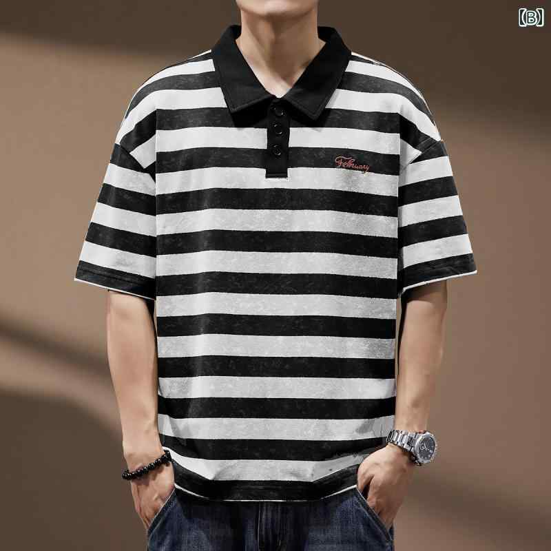 ポロシャツ 高級感 アメリカン レトロ タイダイ ボーダー メンズ 夏 ファッション 半袖 Tシャツ 男性用 ストリート 都会的 綿 レジャー ポロシャツ 高級感 アメリカン レトロ タイダイ ボーダー メンズ 夏 ファッション 半袖 Tシャツ 男性用 ストリート 都会的 綿 レジャー