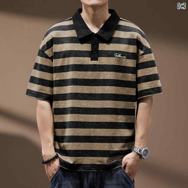ポロシャツ 高級感 アメリカン レトロ タイダイ ボーダー メンズ 夏 ファッション 半袖 Tシャツ 男性用 ストリート 都会的 綿 レジャー ポロシャツ 高級感 アメリカン レトロ タイダイ ボーダー メンズ 夏 ファッション 半袖 Tシャツ 男性用 ストリート 都会的 綿 レジャー