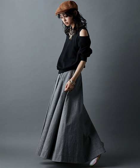 ロングスカート 綿100%タックマキシスカート 大きいサイズ有 GEVS. ロングスカート 綿100%タックマキシスカート 大きいサイズ有 GEVS.