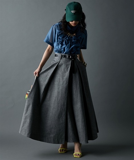 ロングスカート 綿100%タックマキシスカート 大きいサイズ有 GEVS. ロングスカート 綿100%タックマキシスカート 大きいサイズ有 GEVS.