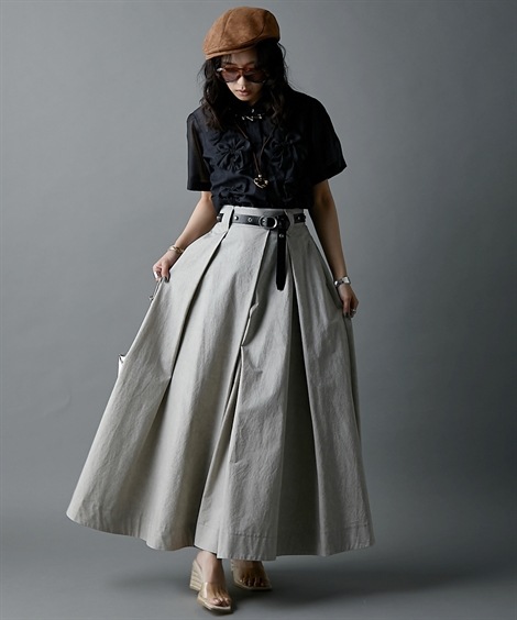 ロングスカート 綿100%タックマキシスカート 大きいサイズ有 GEVS. ロングスカート 綿100%タックマキシスカート 大きいサイズ有 GEVS.