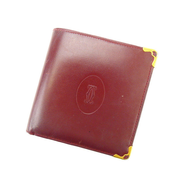 二つ折り財布 マストライン ボルドー 中古