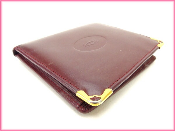 二つ折り財布 マストライン ボルドー 中古
