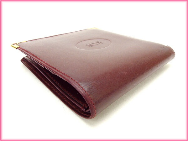 二つ折り財布 マストライン ボルドー 中古