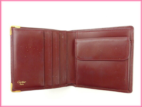 二つ折り財布 マストライン ボルドー 中古
