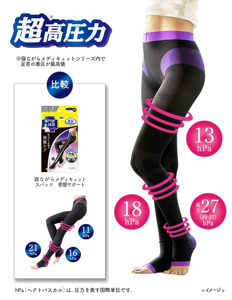 【Amazon.co.jp 限定】 メディキュット 着圧ソックス 骨盤寝ながら 骨盤サポート スパッツ EX 高圧力タイプ M + おまけ付き