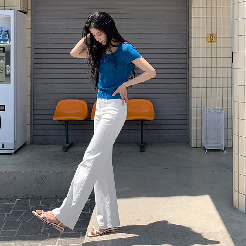 [tps0576] 韓国ファッションコットン セミ ワイド パンツ