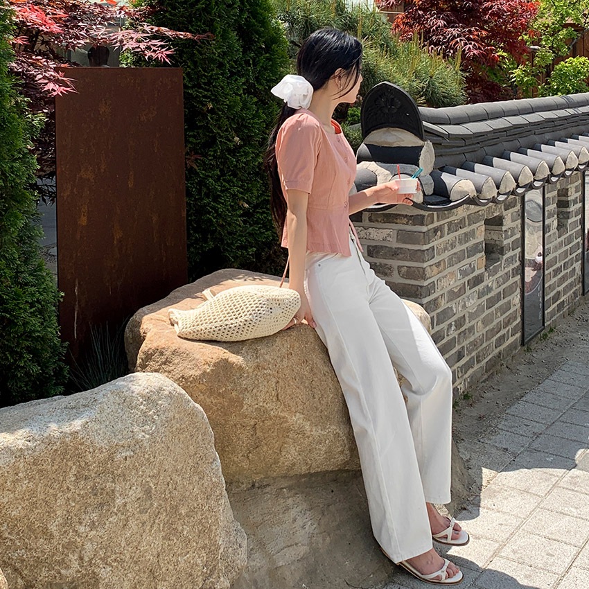 [tps0576] 韓国ファッションコットン セミ ワイド パンツ