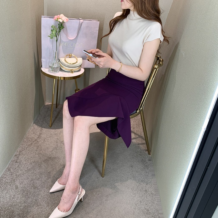スカート ひざ丈 夏 春夏 膝丈スカート アシンメトリー おしゃれ
