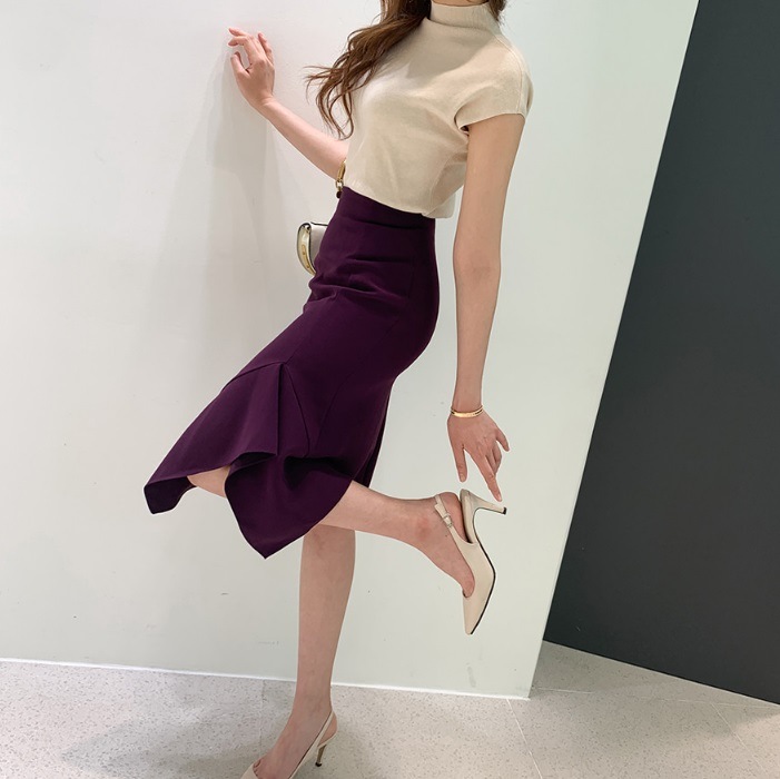 スカート ひざ丈 夏 春夏 膝丈スカート アシンメトリー おしゃれ