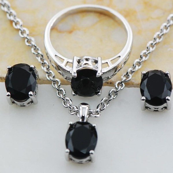 ブラックオニキス925スターリングシルバーペンダントイヤリングリングセットサイズ5 6 7 8 9 10 11 12 ブラックオニキス925スターリングシルバーペンダントイヤリングリングセットサイズ5 6 7 8 9 10 11 12