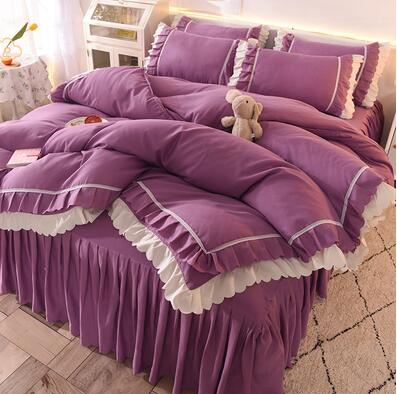 布団カバー 寝具 レースベッドスカート4点セット純色ベッドスカートタイプベッドカバーカバー3点セット 韓国 布団カバー 寝具 レースベッドスカート4点セット純色ベッドスカートタイプベッドカバーカバー3点セット 韓国