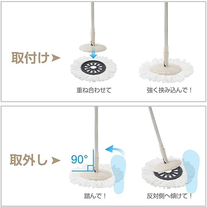 回転モップ . フローリング ワイパー モップ回転 モップセット クロス2枚 取替 バケツ付き 一層式 洗浄 脱水( フロアモップ)