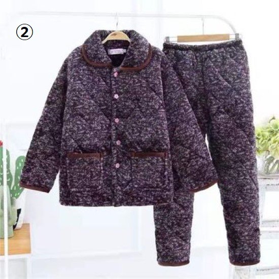 【取寄：納期2週間】ルームウェア レディース パジャマ キルティング ポケット フロントボタン 前開き 襟あり 長袖長ズボン 厚手 冬 暖かい フランネル ホームウェア おうち服 部屋着 寝巻き