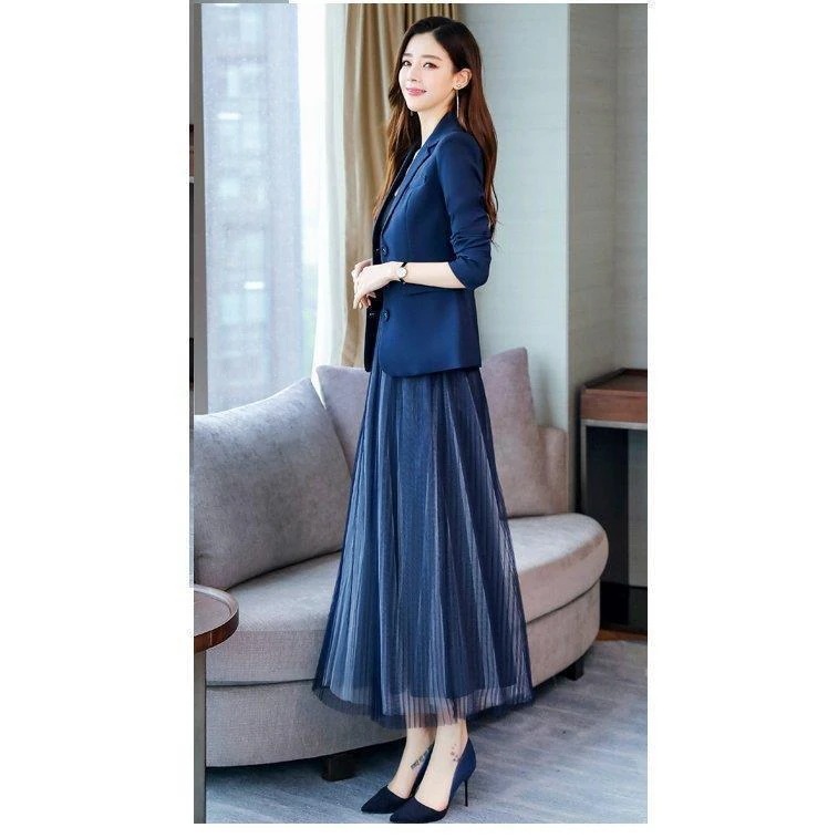 ワンピーススーツアンサンブルロング丈ジャケットキャミワンピプリーツきれいめネイビーブラックモダンオシャレ可愛い[eia03]