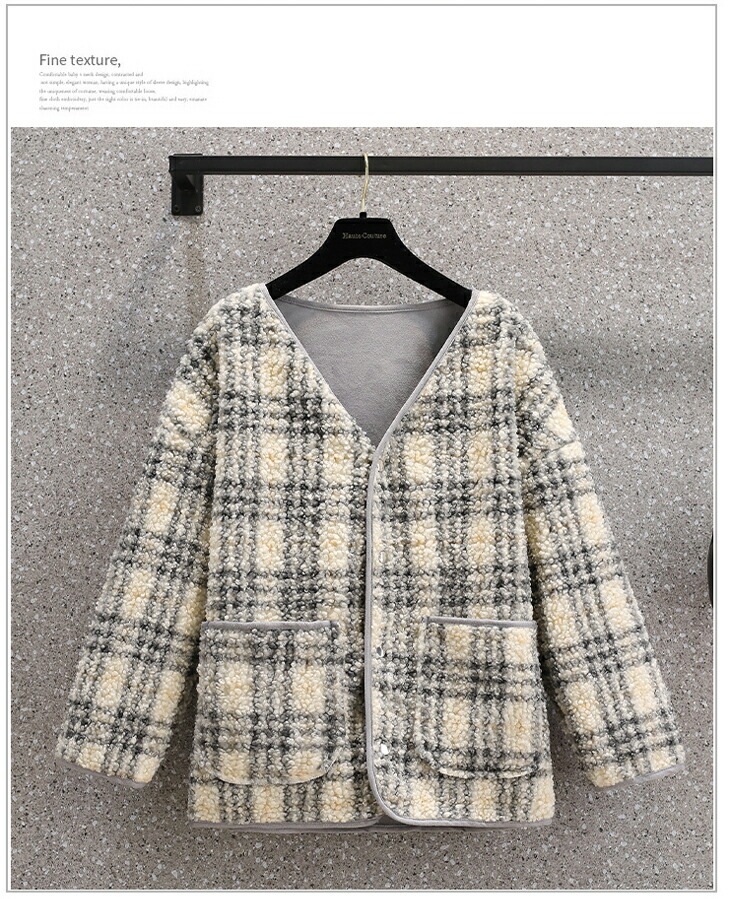 ジャケット ボア チェック ノーカラー オーバーサイズ チェック柄 ボアジャケット ブルゾン フリース 長袖 アウター 羽織り ゆったり カジュアル 秋冬 あったか 防寒 おしゃれ レディース 韓国