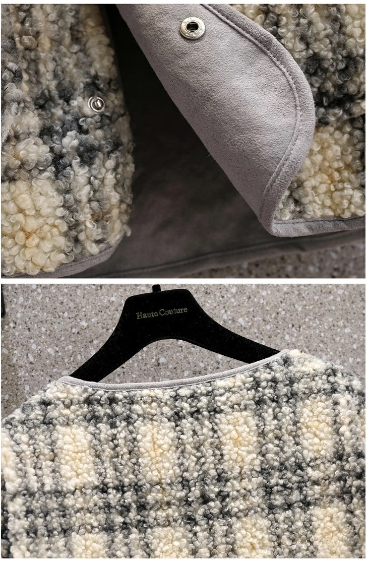 ジャケット ボア チェック ノーカラー オーバーサイズ チェック柄 ボアジャケット ブルゾン フリース 長袖 アウター 羽織り ゆったり カジュアル 秋冬 あったか 防寒 おしゃれ レディース 韓国