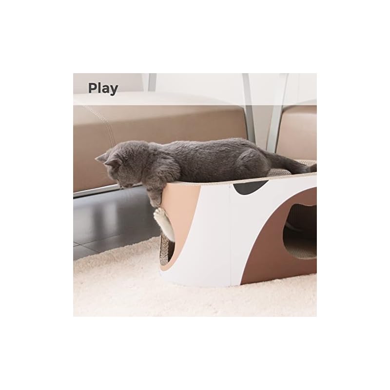 ComSaf 猫 爪とぎ 大型 つめとぎ 段ボール トンネル型 爪研ぎ ベッド 高密度 耐久性 58ｘ31ｘ30cm