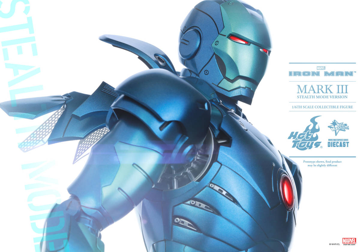 新品未開封HOTTOYSホットトイズ 1/6 MMS314D12 アイアンマンマーク3 ブルーステルス版 フィギュア
