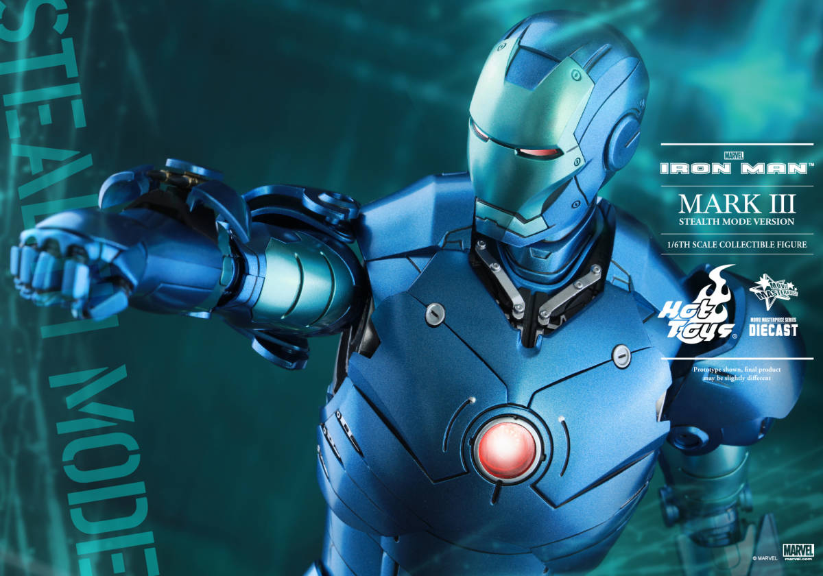 新品未開封HOTTOYSホットトイズ 1/6 MMS314D12 アイアンマンマーク3 ブルーステルス版 フィギュア