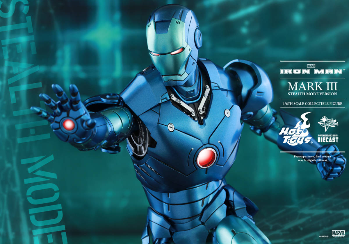 新品未開封HOTTOYSホットトイズ 1/6 MMS314D12 アイアンマンマーク3 ブルーステルス版 フィギュア
