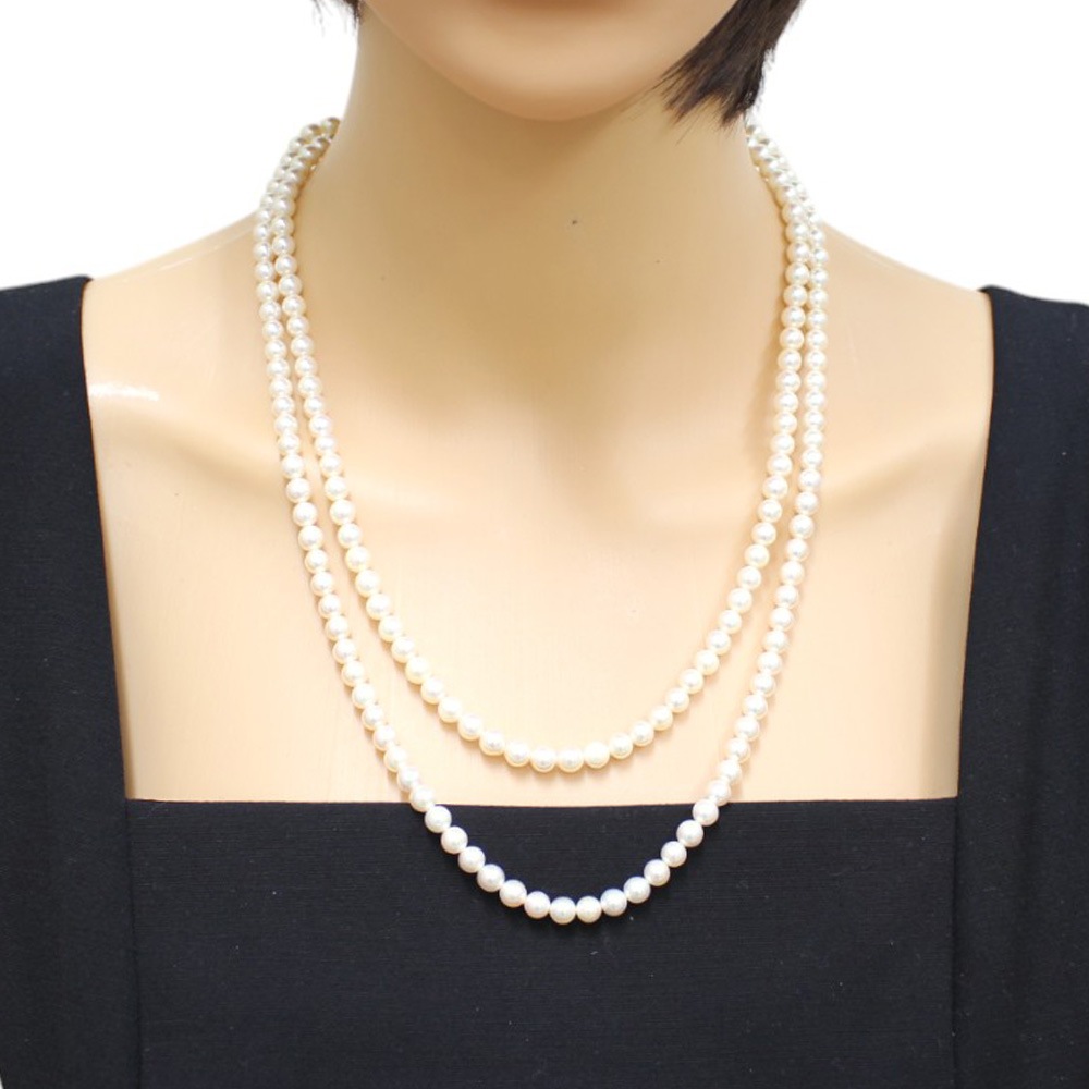 ミキモト 2連パール ネックレス シルバー パール MIKIMOTO 中古 美品 ミキモト 2連パール ネックレス シルバー パール MIKIMOTO 中古 美品