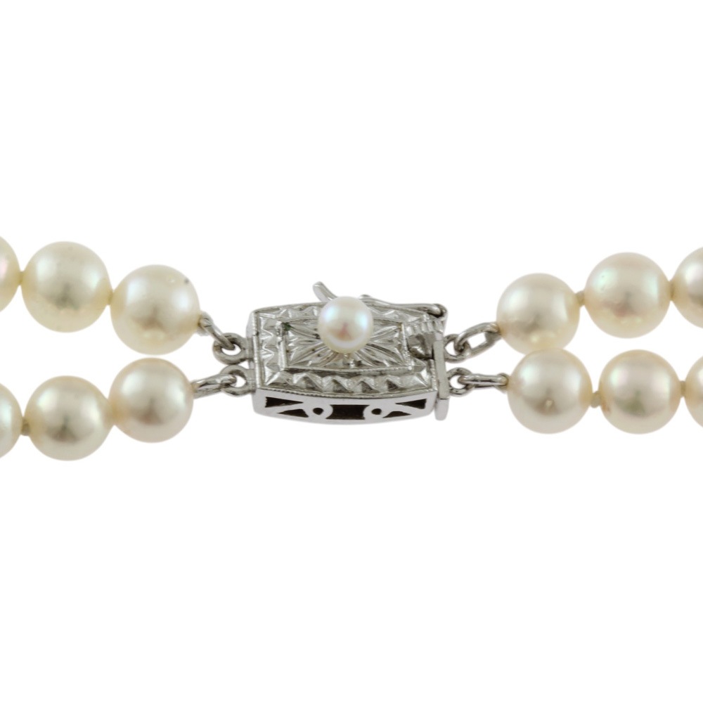 ミキモト 2連パール ネックレス シルバー パール MIKIMOTO 中古 美品 ミキモト 2連パール ネックレス シルバー パール MIKIMOTO 中古 美品