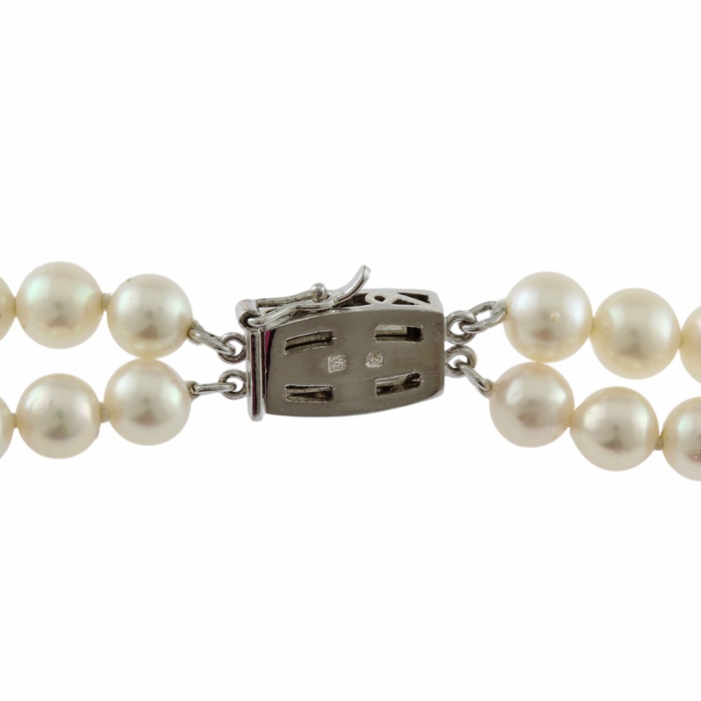 ミキモト 2連パール ネックレス シルバー パール MIKIMOTO 中古 美品 ミキモト 2連パール ネックレス シルバー パール MIKIMOTO 中古 美品