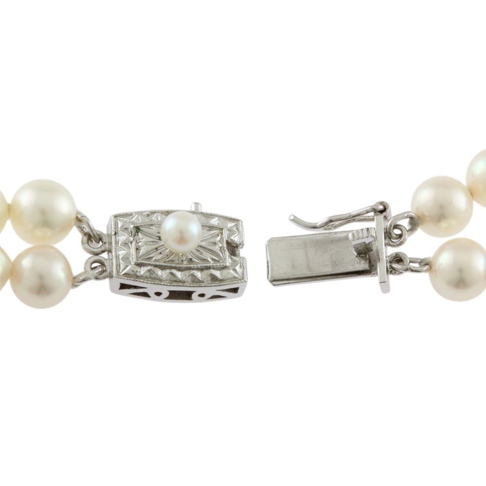 ミキモト 2連パール ネックレス シルバー パール MIKIMOTO 中古 美品 ミキモト 2連パール ネックレス シルバー パール MIKIMOTO 中古 美品