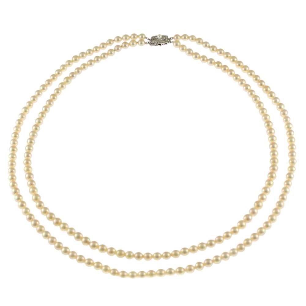 ミキモト 2連パール ネックレス シルバー パール MIKIMOTO 中古 美品 ミキモト 2連パール ネックレス シルバー パール MIKIMOTO 中古 美品